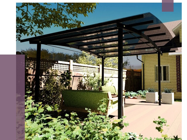 Навесы для террасы в Якутске от 13279 руб. под ключ | ПРОЛЁТ-Ктс