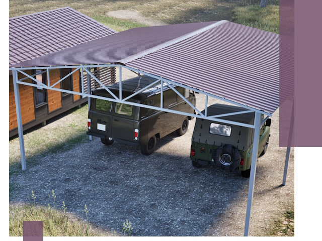 Двускатные навесы под ключ в Якутске — изготовление и монтаж